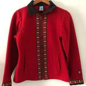 ALF By Kuhl Red Bergan Wool Zip Front Jacket Size XS